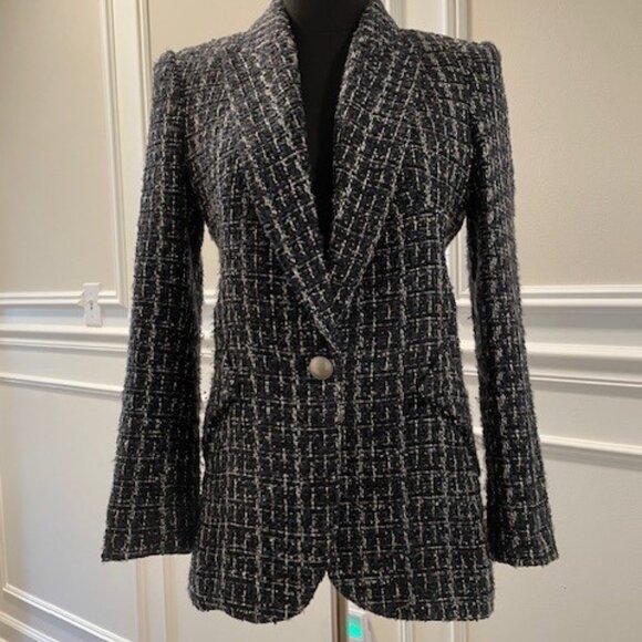 L'Agence Chamberlain Blazer Navy Tweed Size 2 Like New. - Picture 2 of 7